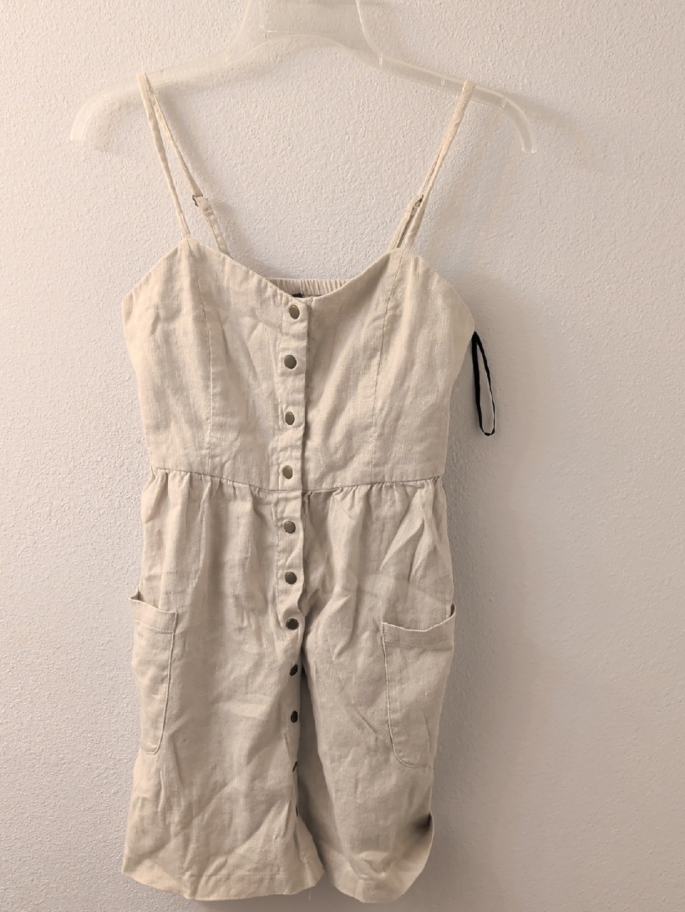 Forever 21 Cream Button-Front Linen Dress